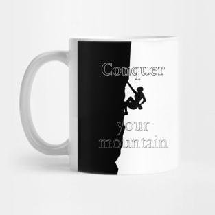 Black and White Mountaineer Climbing the Mountain Mug